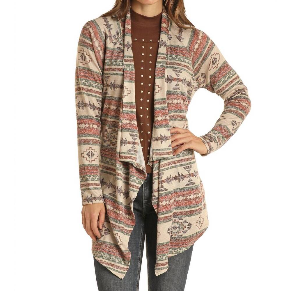 NEW PANHANDLE aztec cascading lightweight cardigan in natural